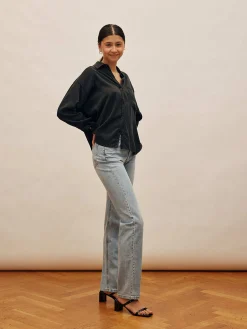 Djerf Avenue Avslappnade Jeans Washed Blue - Hog Outlet