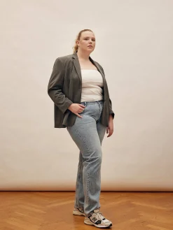 Djerf Avenue Avslappnade Jeans Washed Blue - Hog Outlet