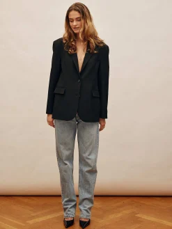 Djerf Avenue Avslappnade Jeans Washed Blue - Hog Outlet