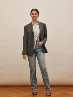 Djerf Avenue Avslappnade Jeans Washed Blue - Hog Outlet