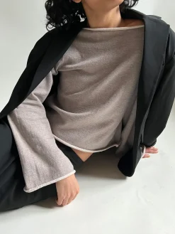 Djerf Avenue Bateau Neck Sweater Creamy Oat Clearance