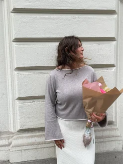 Djerf Avenue Bateau Neck Sweater Creamy Oat Clearance