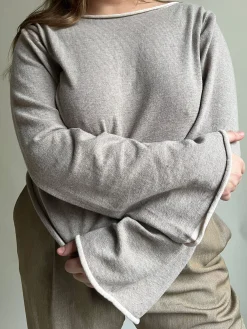 Djerf Avenue Bateau Neck Sweater Creamy Oat Clearance