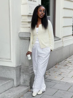 Djerf Avenue Breezy Pants Beige Stripe Outlet