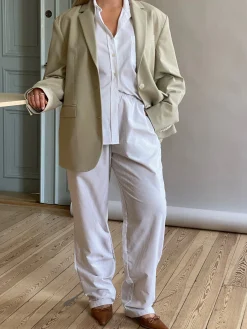 Djerf Avenue Breezy Pants Beige Stripe Outlet