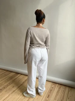 Djerf Avenue Breezy Pants Beige Stripe Outlet