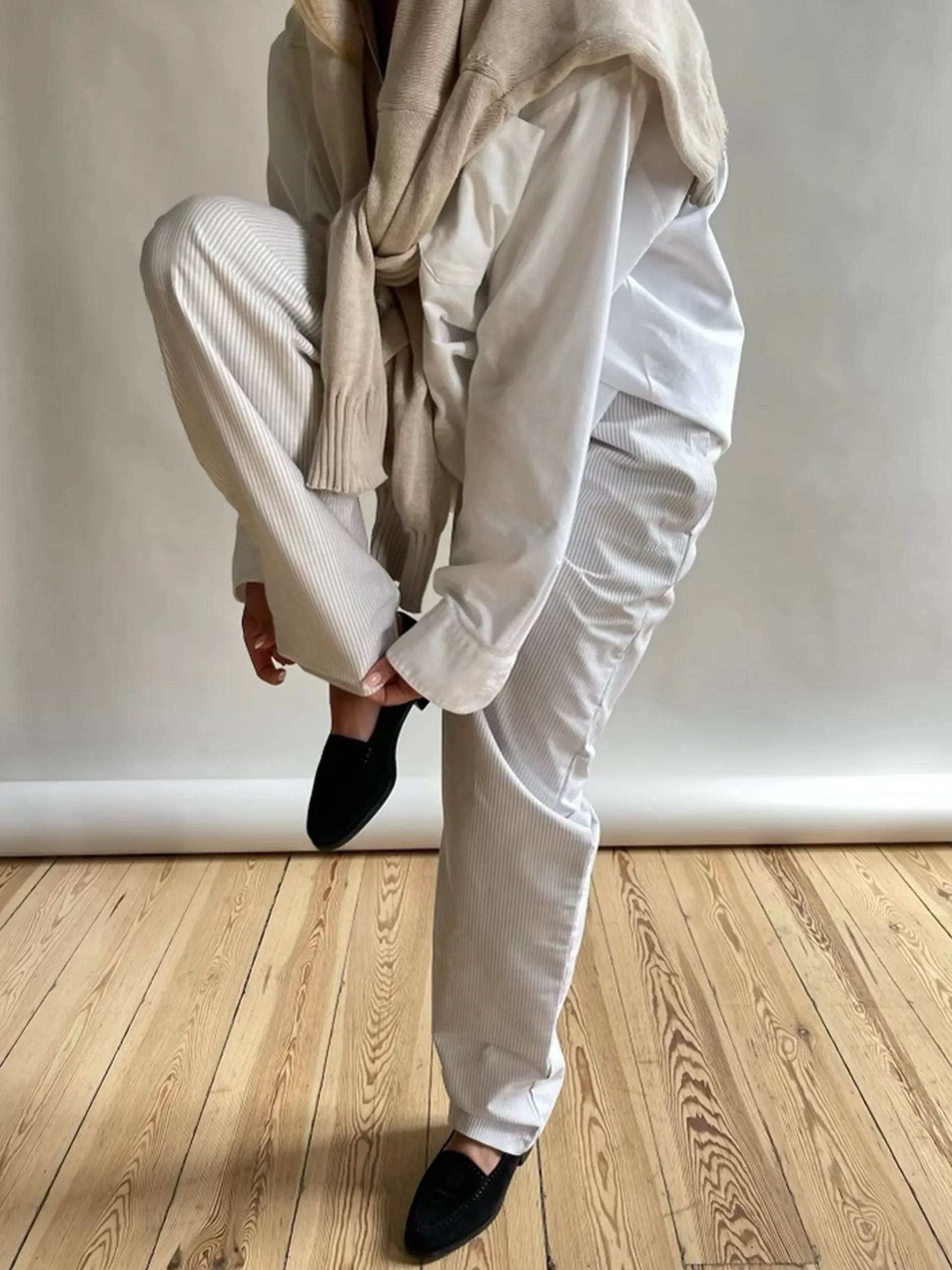 Djerf Avenue Breezy Pants Beige Stripe - Tall Outlet