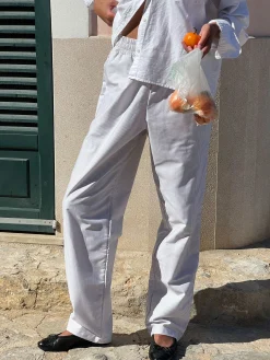 Djerf Avenue Breezy Pants Beige Stripe Outlet