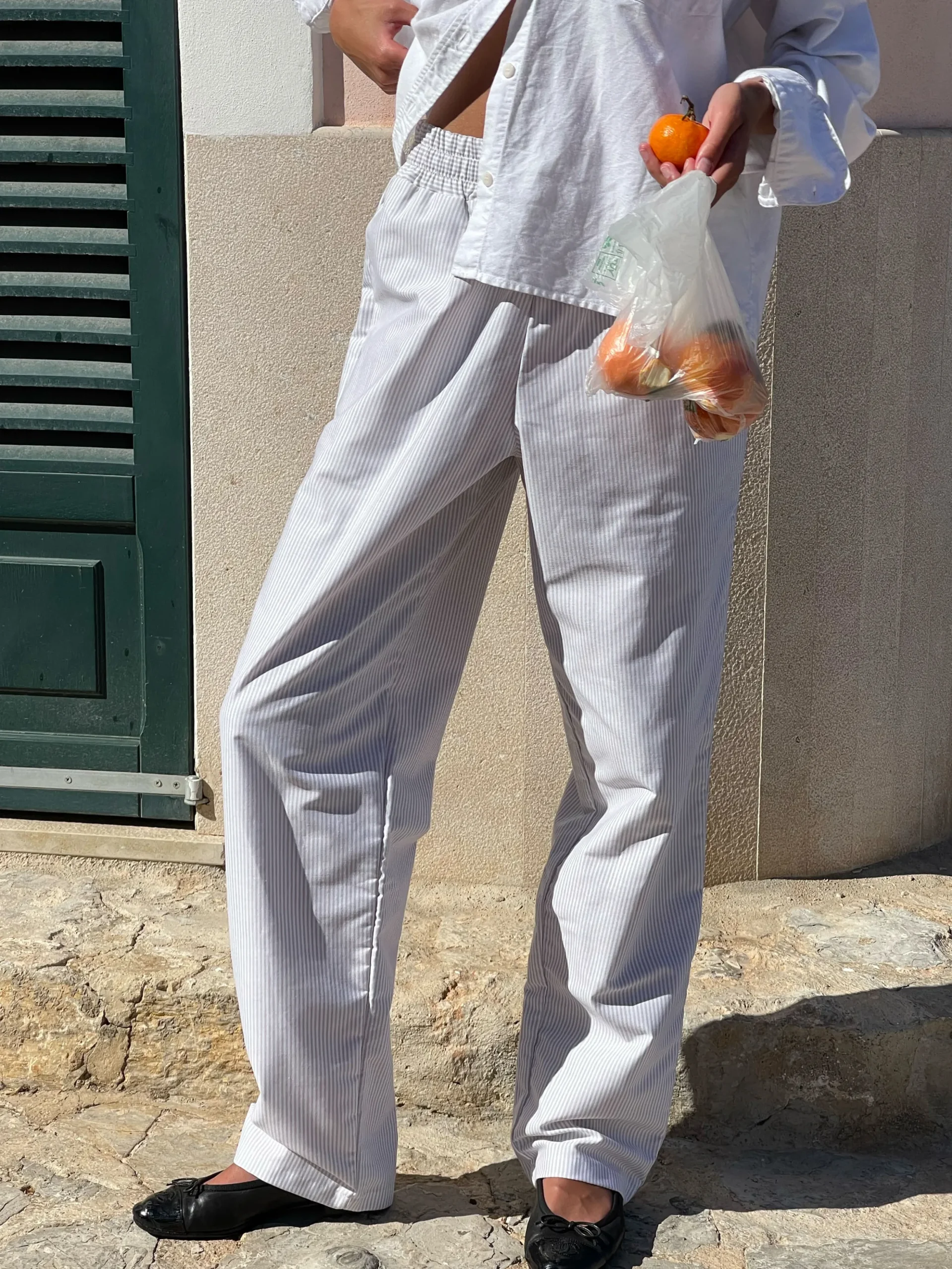 Djerf Avenue Breezy Pants Beige Stripe Outlet