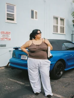 Djerf Avenue Breezy Pants Beige Stripe Outlet