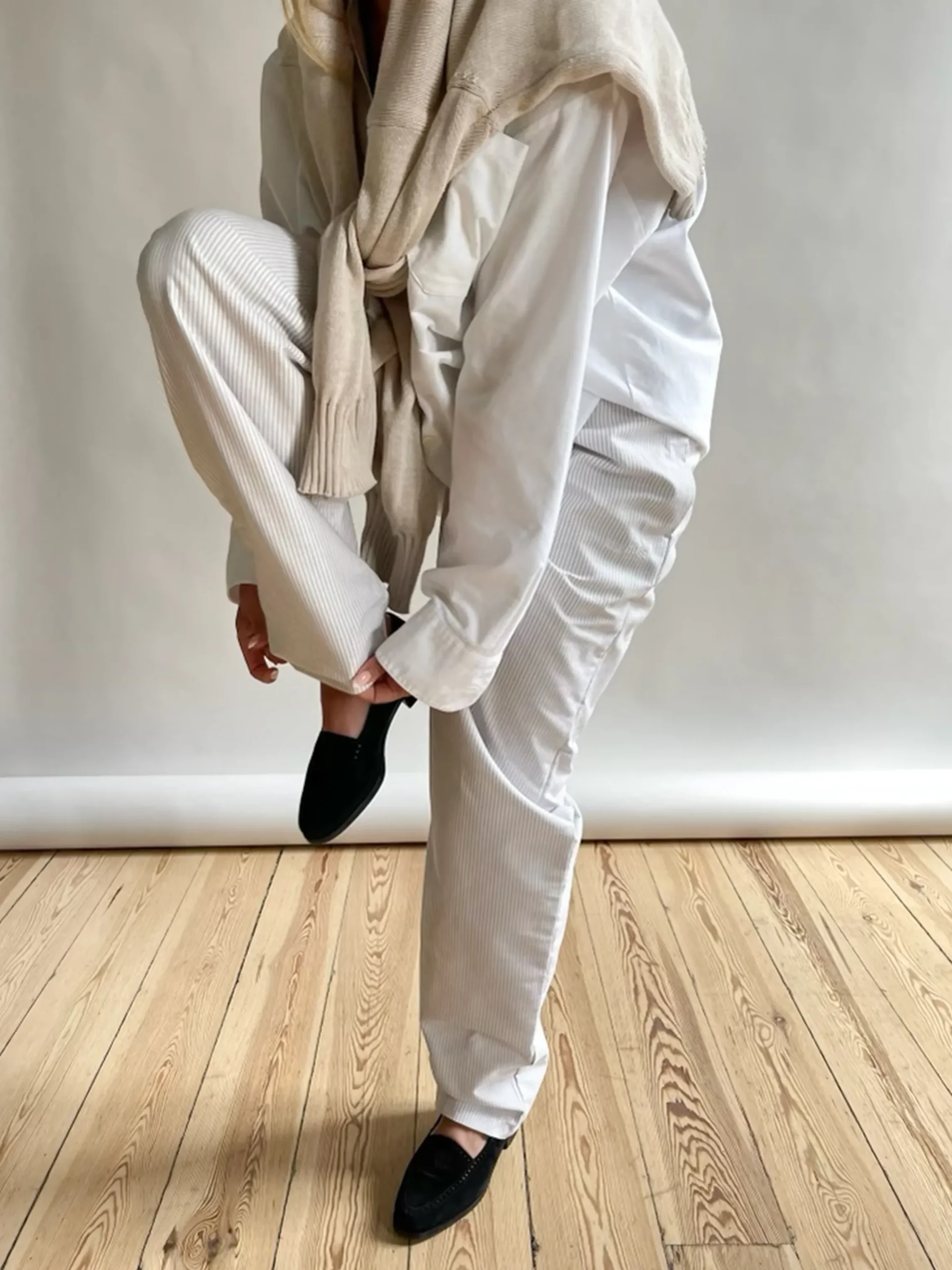 Djerf Avenue Breezy Pants Beige Stripe Outlet