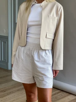 Djerf Avenue Breezy Shorts Beige Stripe New