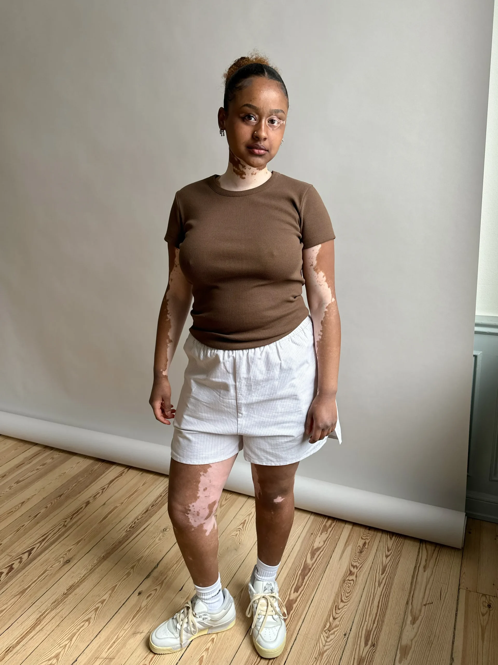 Djerf Avenue Breezy Shorts Beige Stripe New