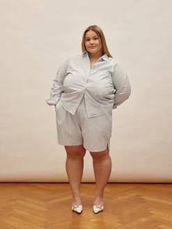 Djerf Avenue Breezy Shorts Blue Stripe Clearance