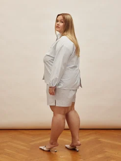 Djerf Avenue Breezy Shorts Blue Stripe Clearance