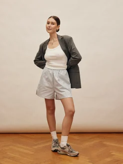 Djerf Avenue Breezy Shorts Blue Stripe Clearance