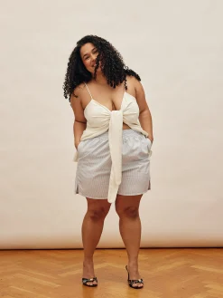 Djerf Avenue Breezy Shorts Blue Stripe Clearance