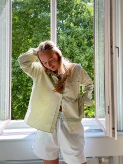 Djerf Avenue Breezy Shorts Green Stripe Shop