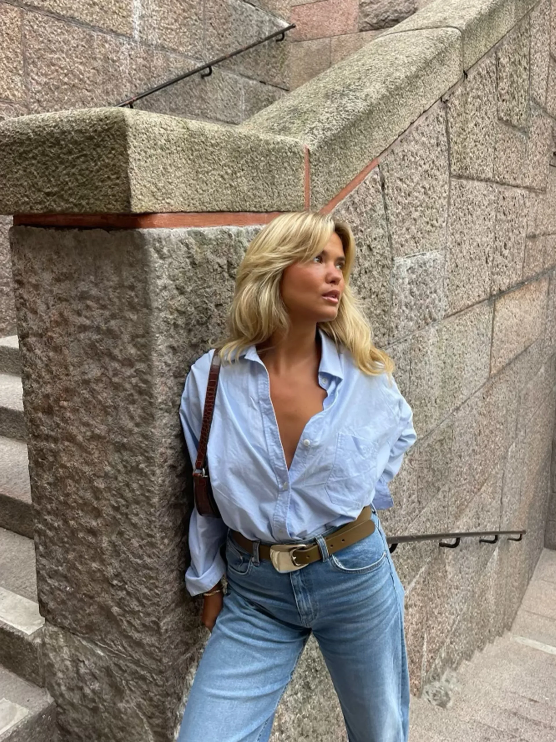 Djerf Avenue Breezy Skjorta Bla Best Sale