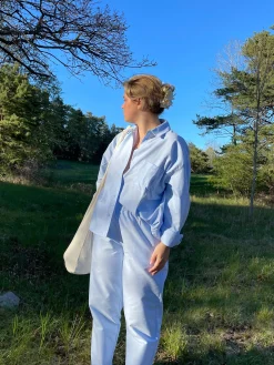 Djerf Avenue Breezy Skjorta Bla Best Sale