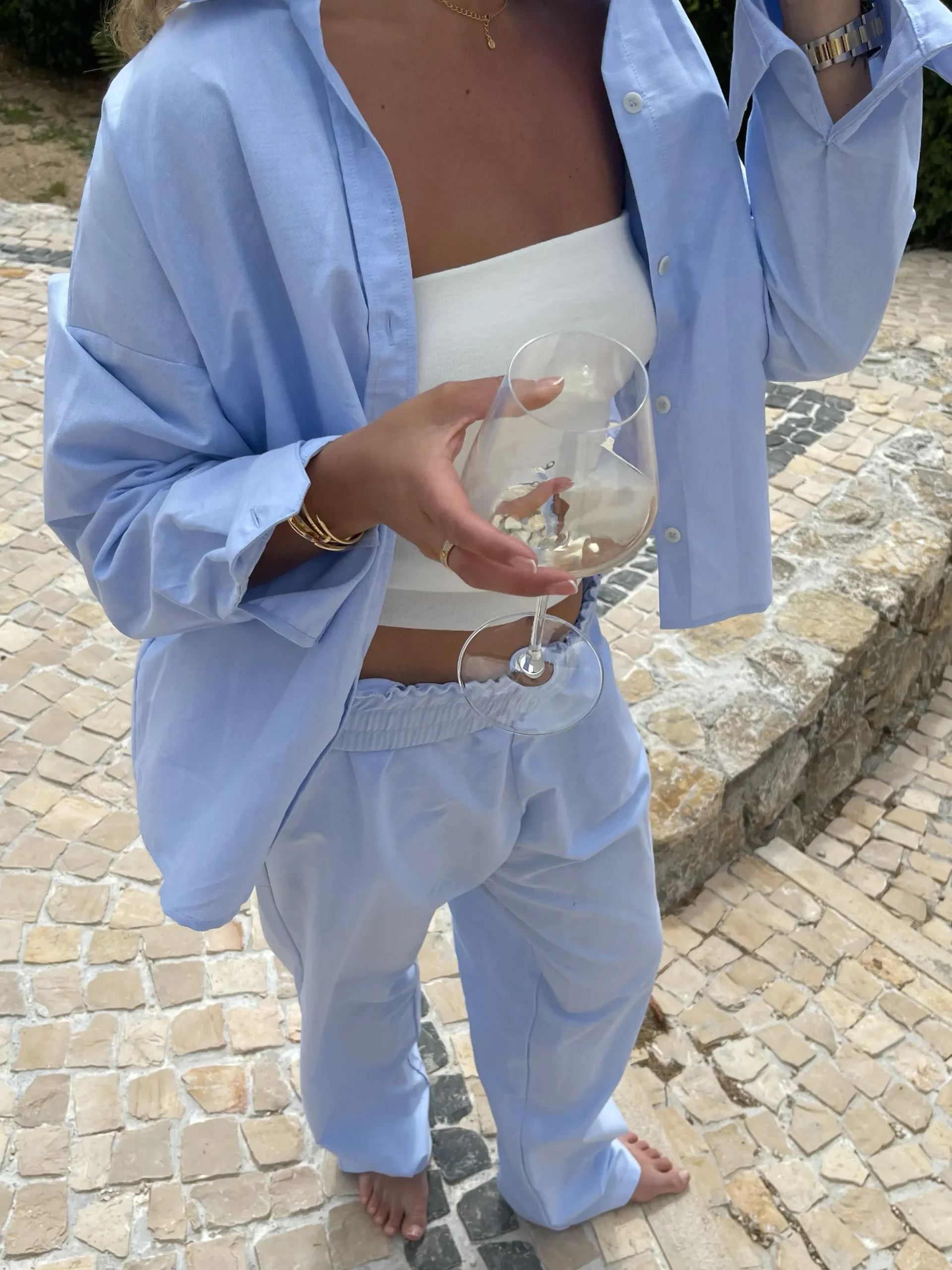 Djerf Avenue Breezy Skjorta Bla Best Sale