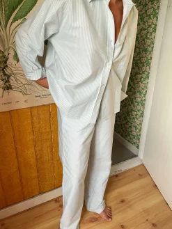 Djerf Avenue Breezy Skjorta Green Stripe Store