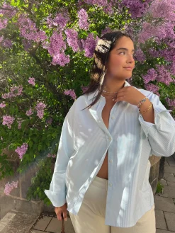 Djerf Avenue Breezy Skjorta Green Stripe Store