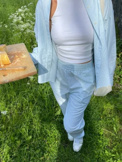 Djerf Avenue Breezy Skjorta Green Stripe Store