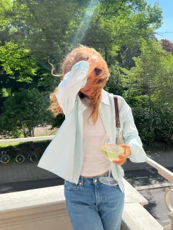 Djerf Avenue Breezy Skjorta Green Stripe Store