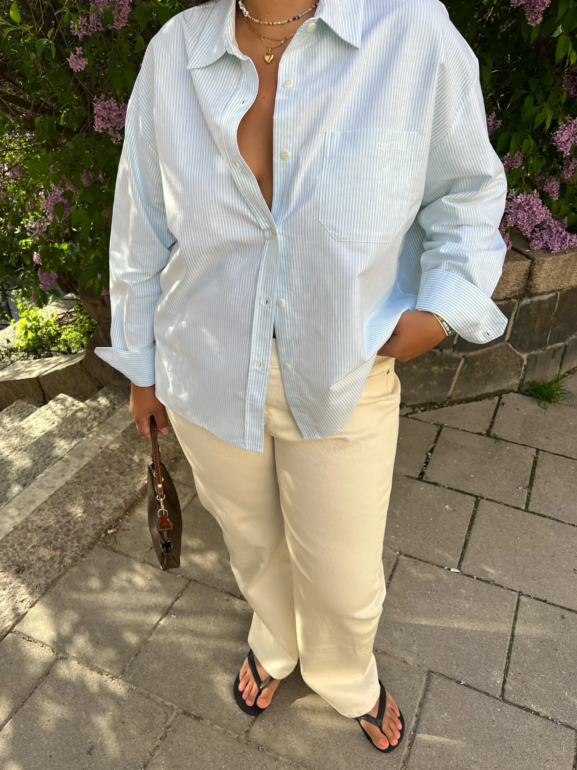 Djerf Avenue Breezy Skjorta Green Stripe Store