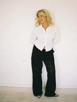 Djerf Avenue Broderie Anglaise Byxor Svart Sale