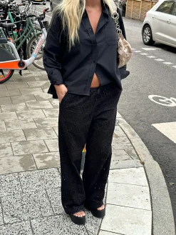 Djerf Avenue Broderie Anglaise Byxor Svart Sale