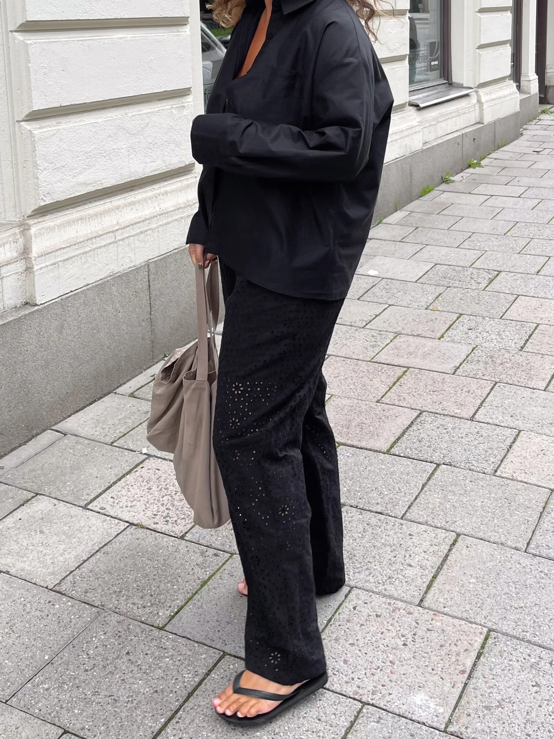 Djerf Avenue Broderie Anglaise Byxor Svart Sale