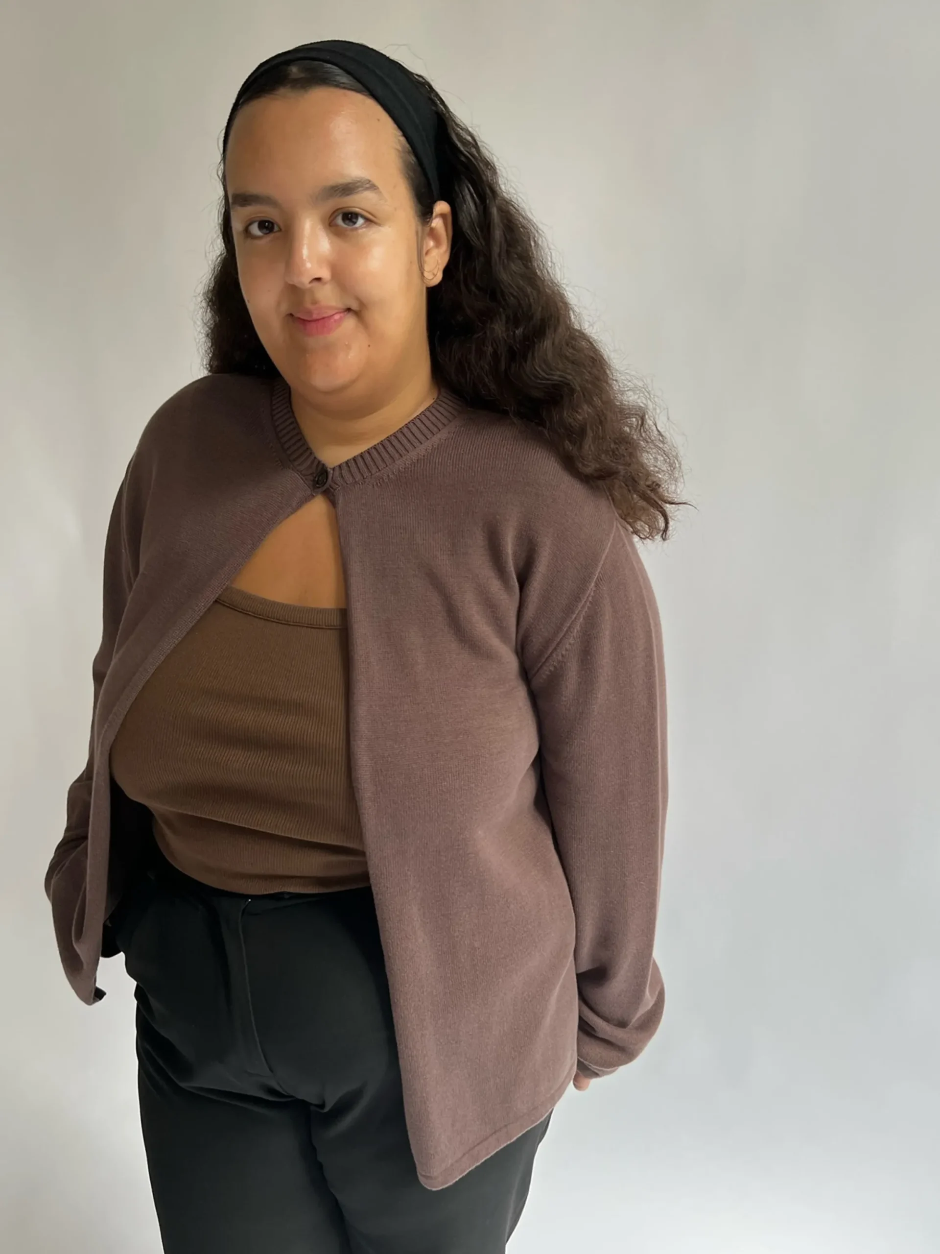 Djerf Avenue Button Up Cardigan Kakao Sale