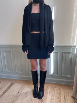 Djerf Avenue Button Up Cardigan Svart Outlet