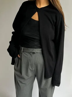 Djerf Avenue Button Up Cardigan Svart Outlet