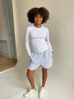 Djerf Avenue Daglig Langarmad Topp Ribbad Vit Outlet