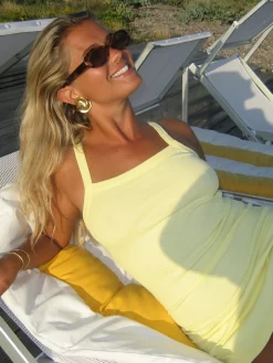 Djerf Avenue Daglig Tankklanning Ribbad Babygul Cheap