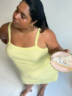 Djerf Avenue Daglig Tankklanning Ribbad Babygul Cheap