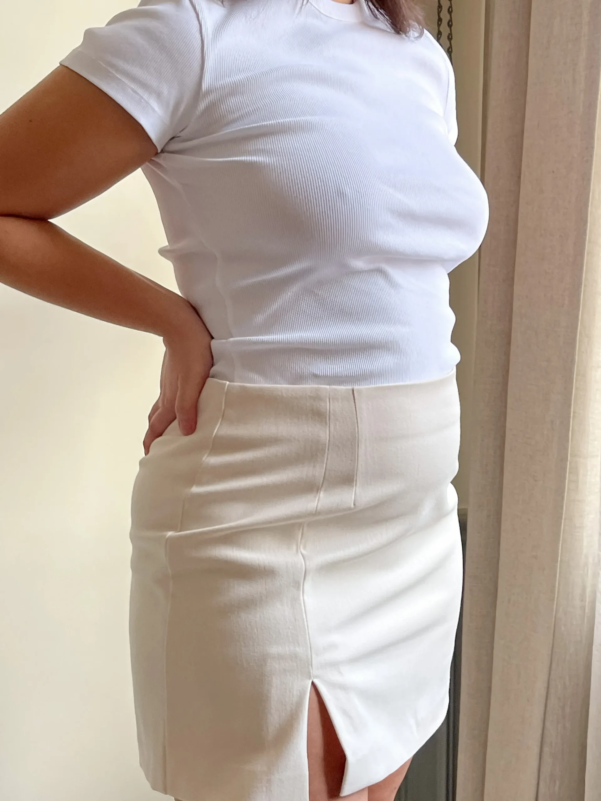 Djerf Avenue Daglig T-Shirt Ribbad Vit Hot