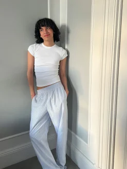 Djerf Avenue Daglig T-Shirt Ribbad Vit Hot