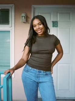 Djerf Avenue Daglig T-Shirt Ribbed Kakao Store