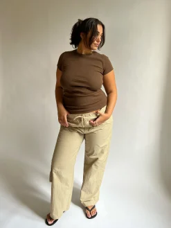 Djerf Avenue Daglig T-Shirt Ribbed Kakao Store