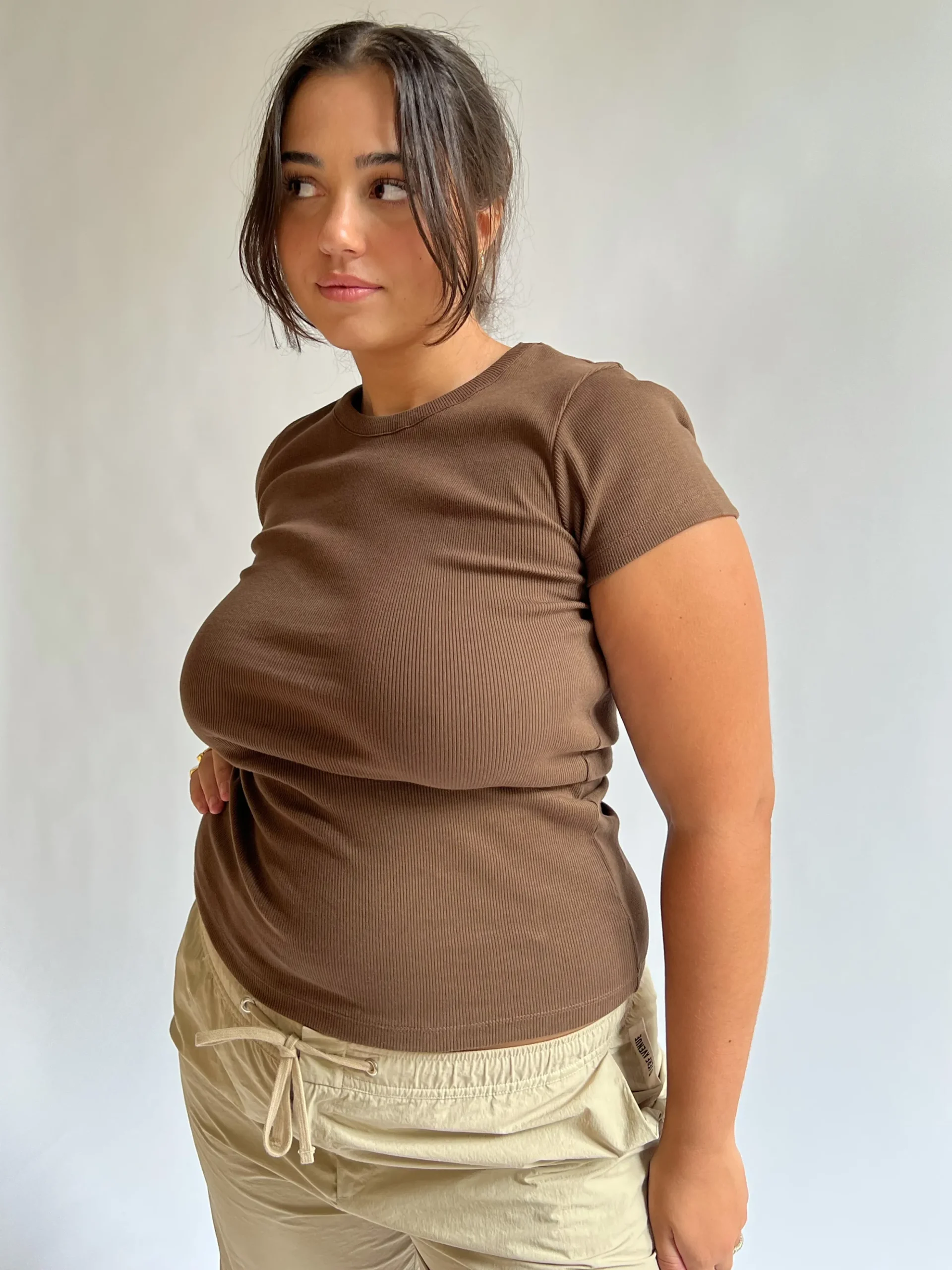 Djerf Avenue Daglig T-Shirt Ribbed Kakao Store