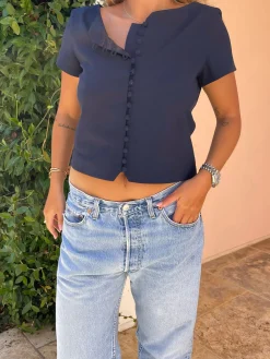 Djerf Avenue Dag-Till-Dag Top Deep Blue Best