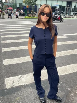 Djerf Avenue Dag-Till-Dag Top Deep Blue Best