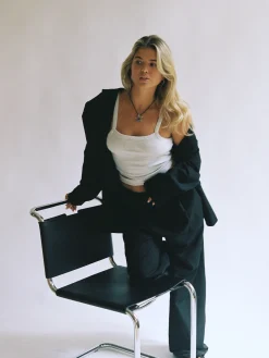 Djerf Avenue Daily Linne Ribbed Grey Melange Clearance