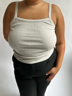 Djerf Avenue Daily Linne Ribbed Grey Melange Clearance