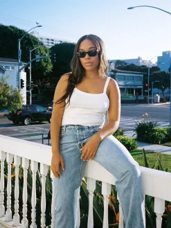 Djerf Avenue Daily Linne Ribbed White Clearance