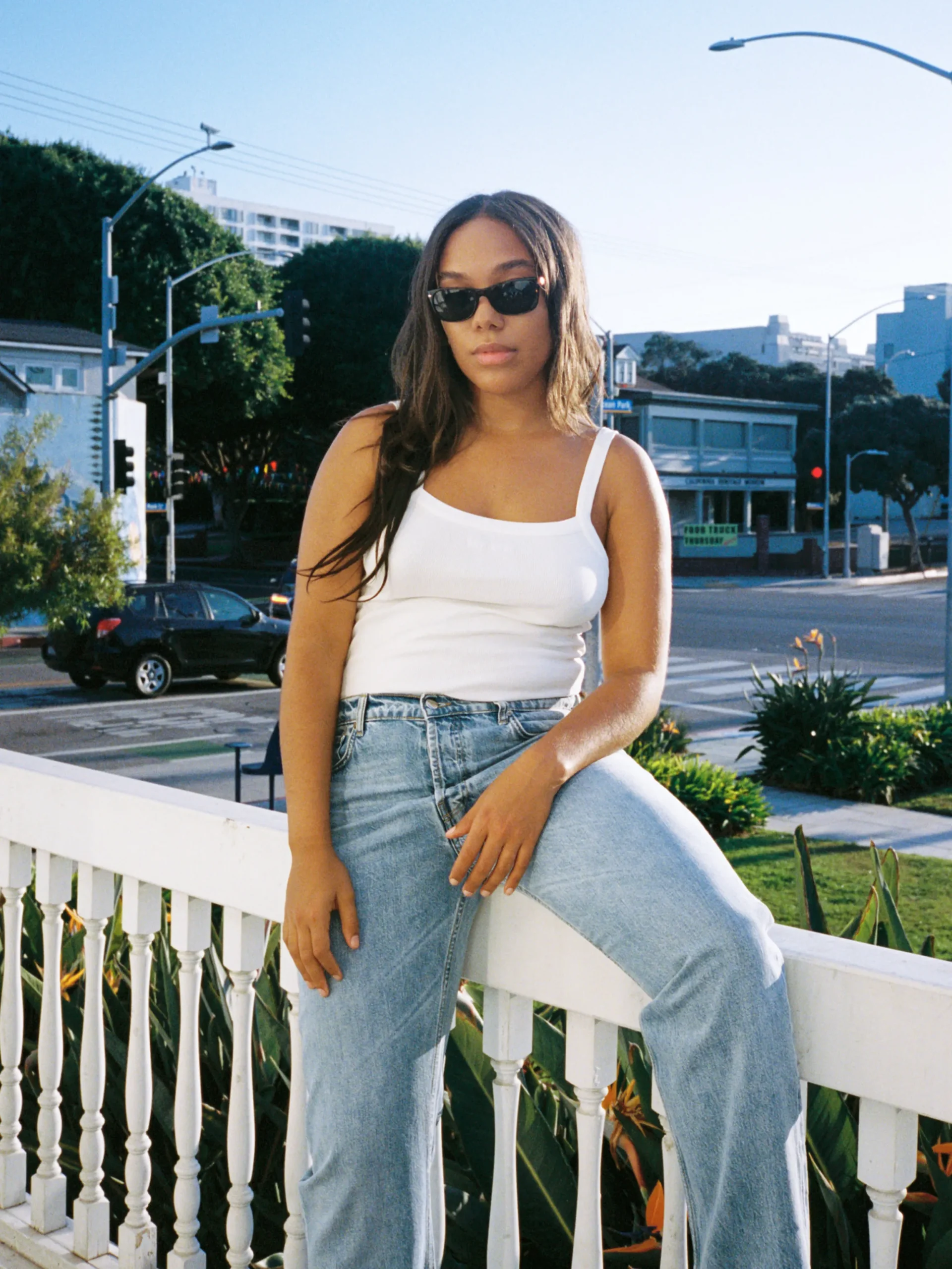 Djerf Avenue Daily Linne Ribbed White Clearance